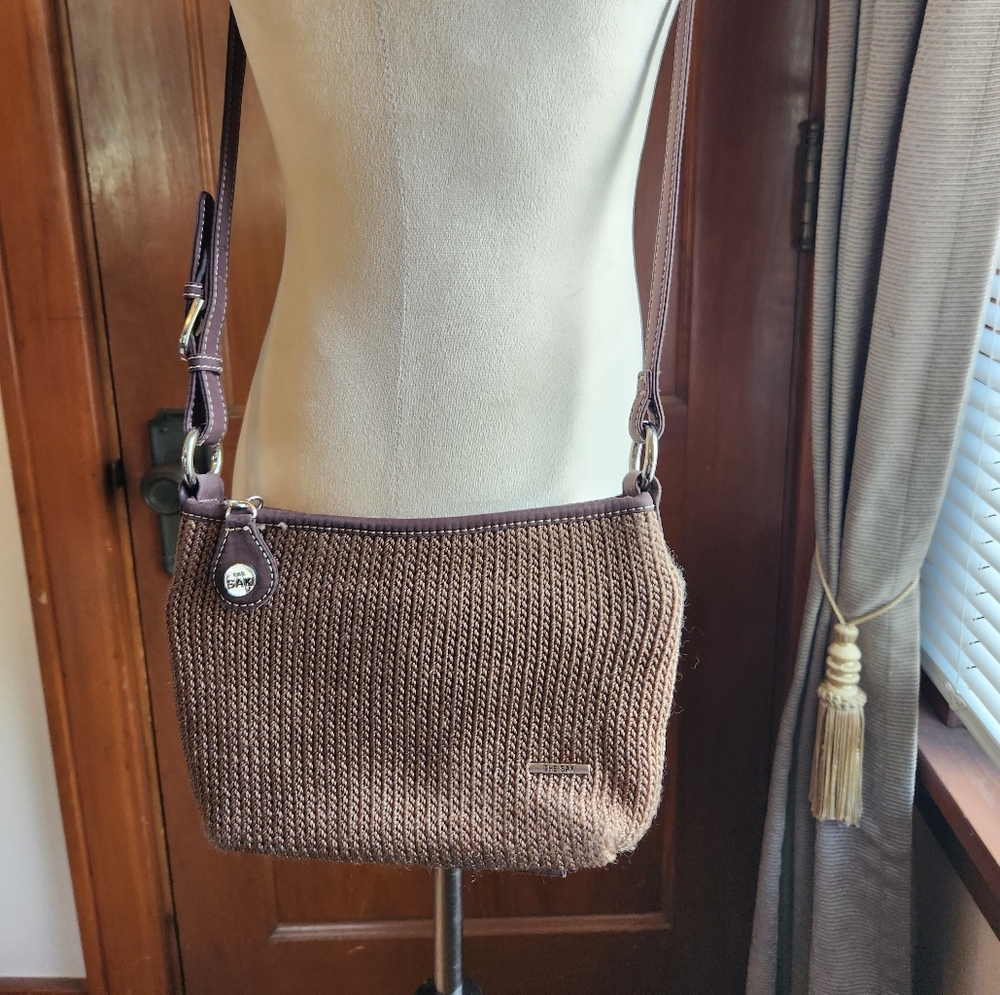 THE SAK LINA BROWN HANDBAG CROTCHET SHOULDER BAG EUC